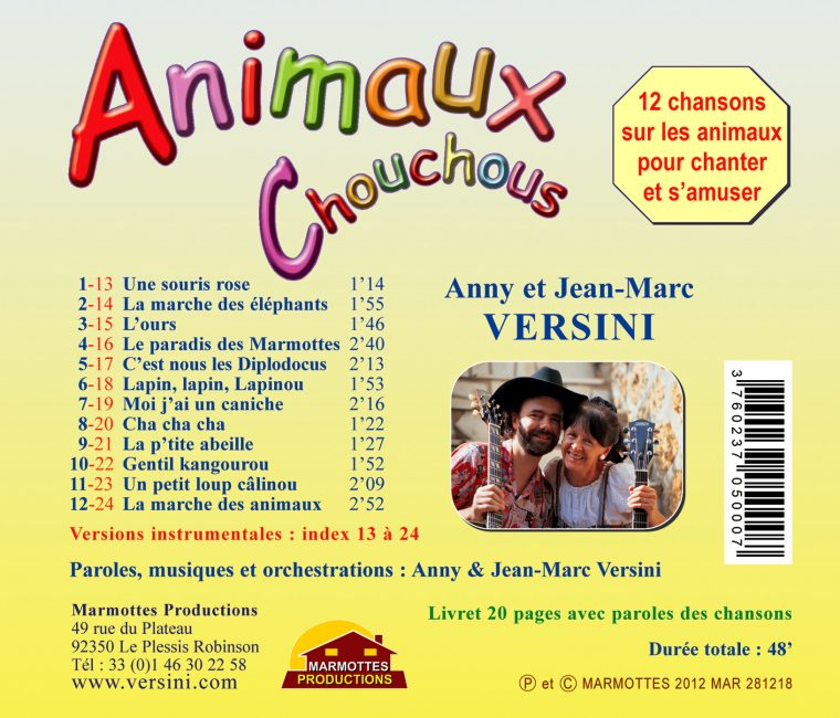 Animaux Chouchous (Cd De Compilation) – A Et J-M Versini pour Chanson Pour Les Animaux