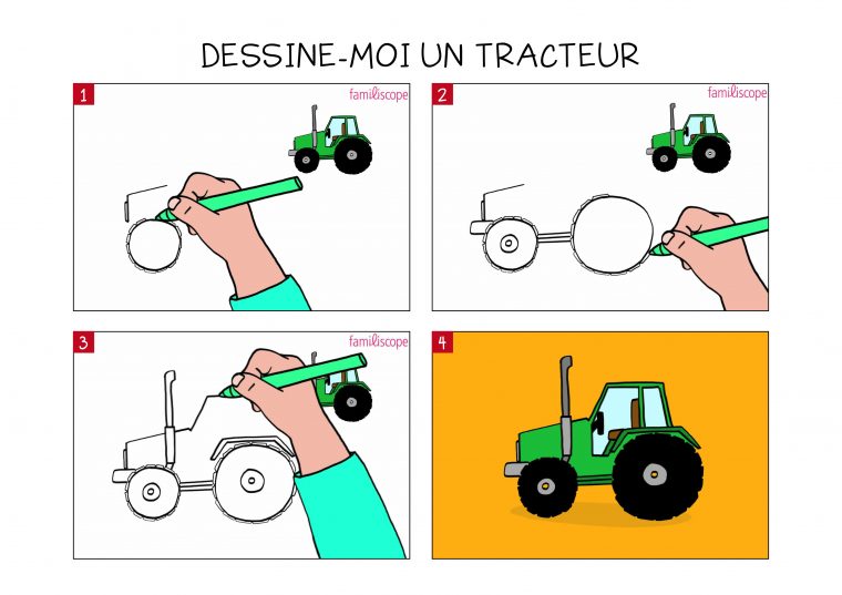 Apprendre À Dessiner Un Tracteur En 3 Étapes concernant Dessin Tracteur Facile