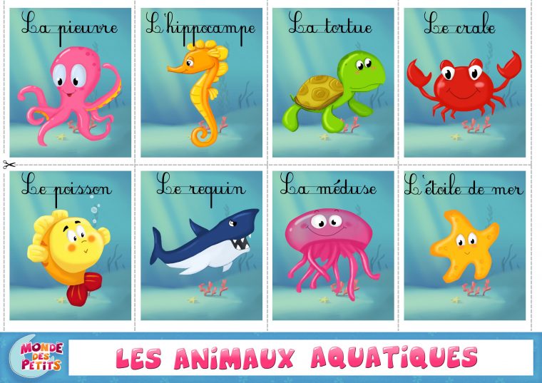 Apprendre-Animaux-Aquatiques-Francais (3508×2480 tout Apprendre Les Animaux Pour Bebe