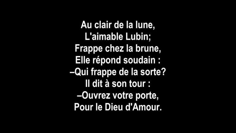 Au Claie De La Lune - Lyrics à Clair De La Lune Lyrics