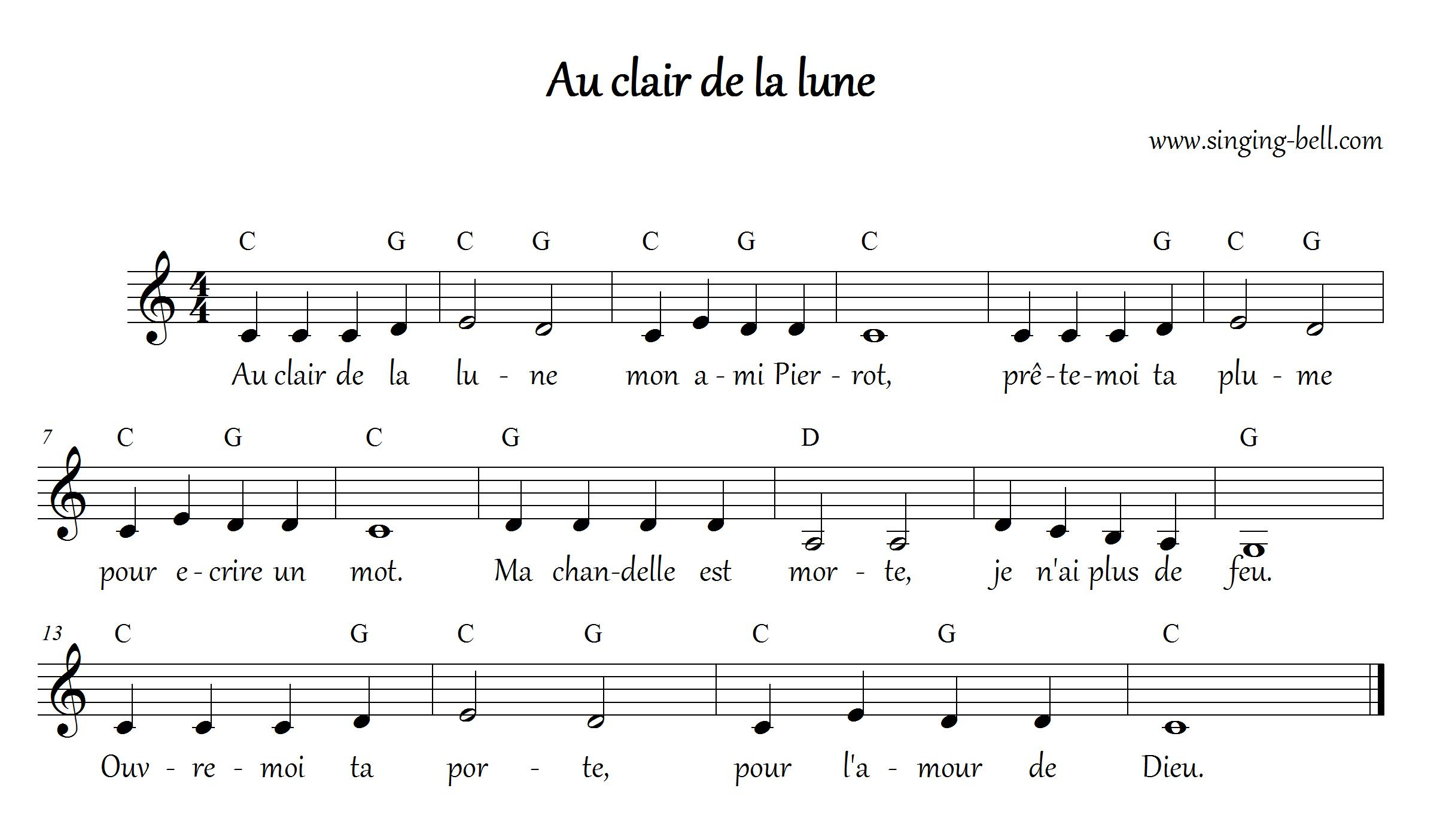 Au Clair De La Lune | Free Karaoke Nursery Rhymes dedans Clair De La Lune Lyrics