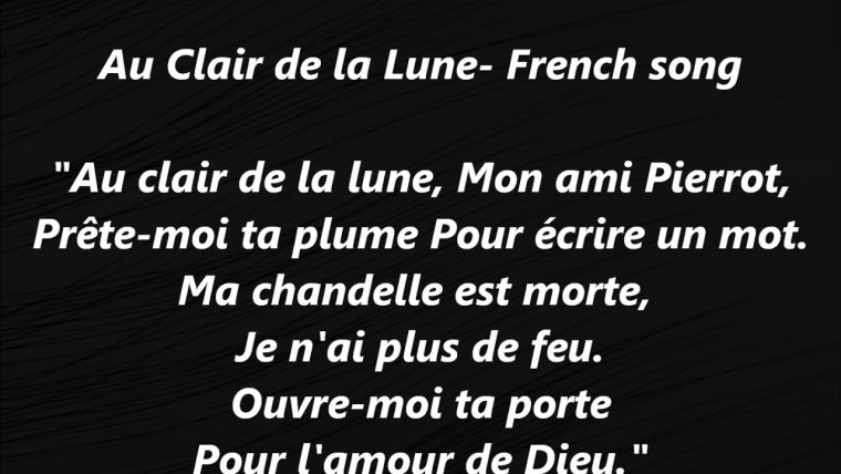 Au Clair De La Lune French Song Lyrics Words Text Sing Along Songs Music  Suzuki Bébé Baby Lilly Gall avec Clair De La Lune Lyrics