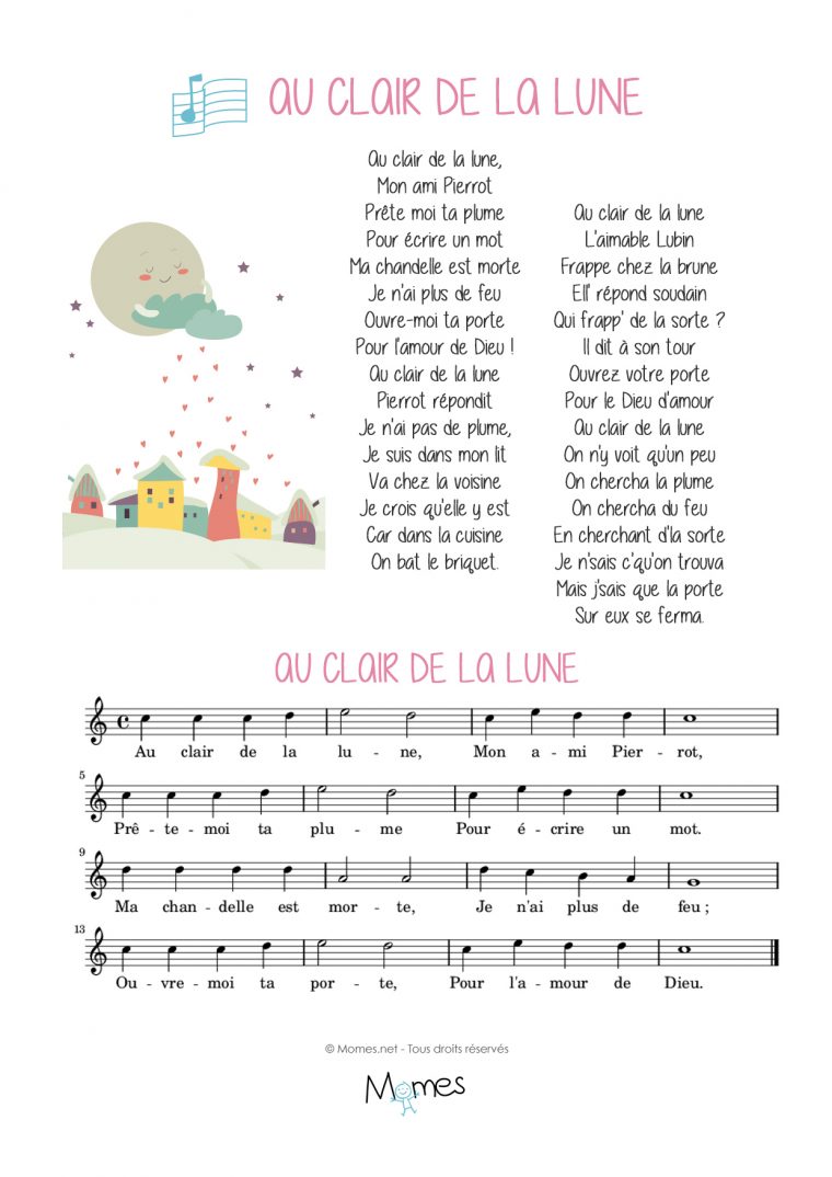 Au Clair De La Lune – Momes concernant Clair De La Lune Lyrics