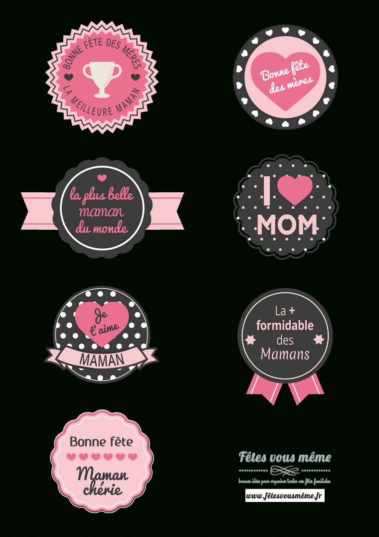 Badges Fête Des Mères | Idée Cadeau Fête Des Mères Original destiné Carte Bonne Fete Maman A Imprimer