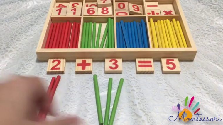 Boîte De Sticks À Compter En Bois encequiconcerne Boite À Compter