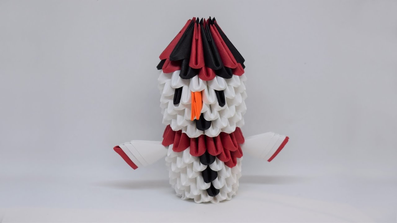 Bonhomme De Neige - Origami 3D à Origami Bonhomme De Neige