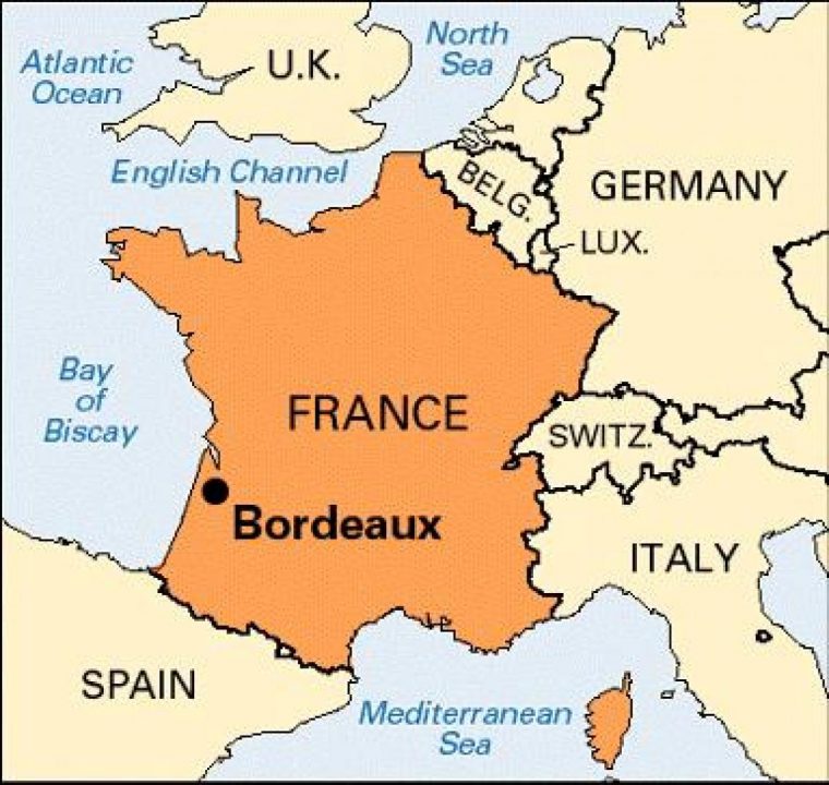 Bordeaux Karte Von Frankreich – Bordeaux Auf Der Karte dedans Nouvelle Region France