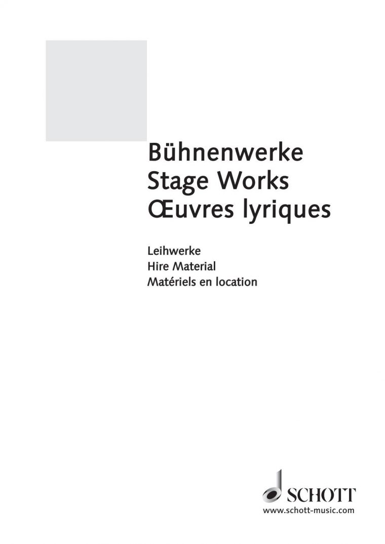 Bühnenwerke / Stage Works / Œuvres Lyriques By Schott Music dedans Chiffres Espagnol 1 À 1000