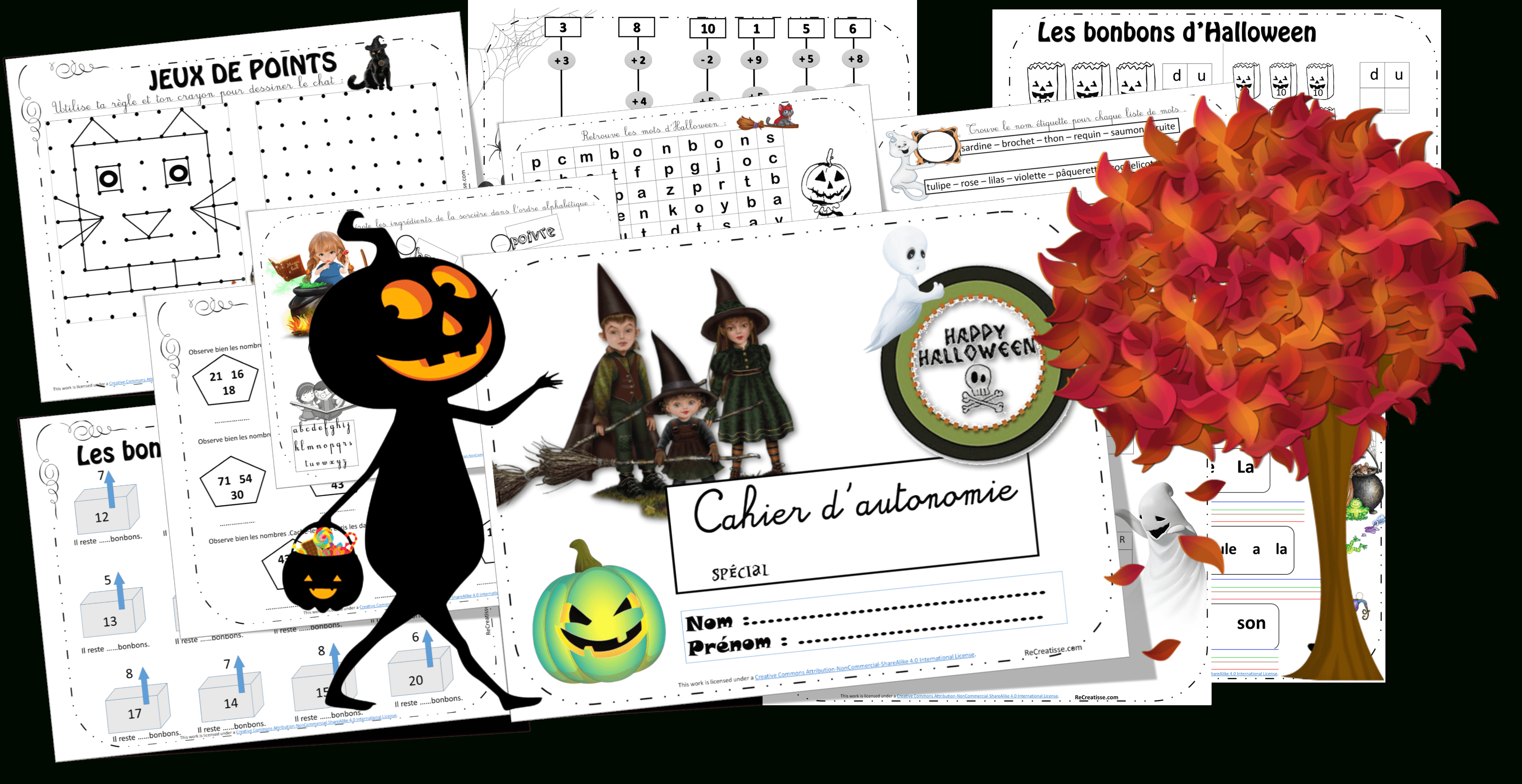 Cahier D'autonomie Halloween • Recreatisse serapportantà Halloween Ce2
