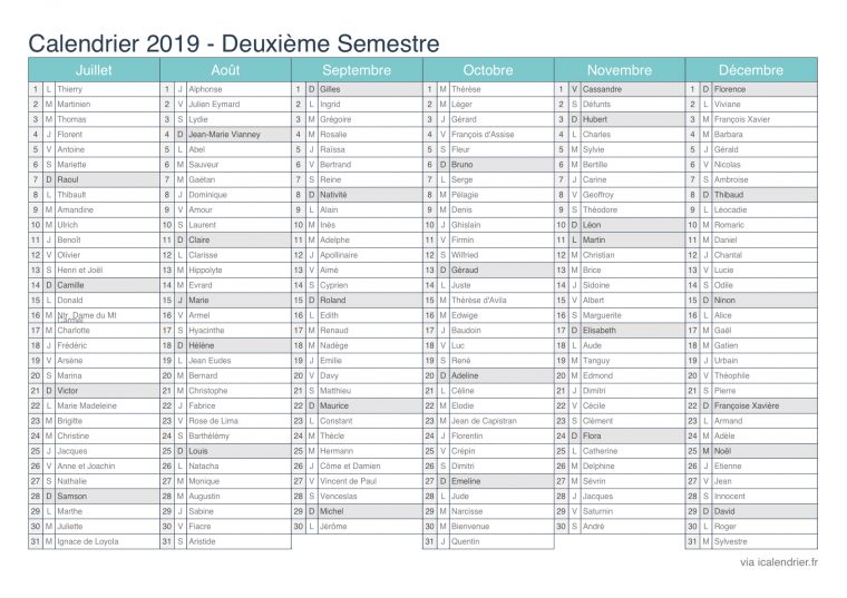 Calendrier 2019 À Imprimer Pdf Et Excel – Icalendrier à Calendrier 2019 Avec Jours Fériés Vacances Scolaires À Imprimer