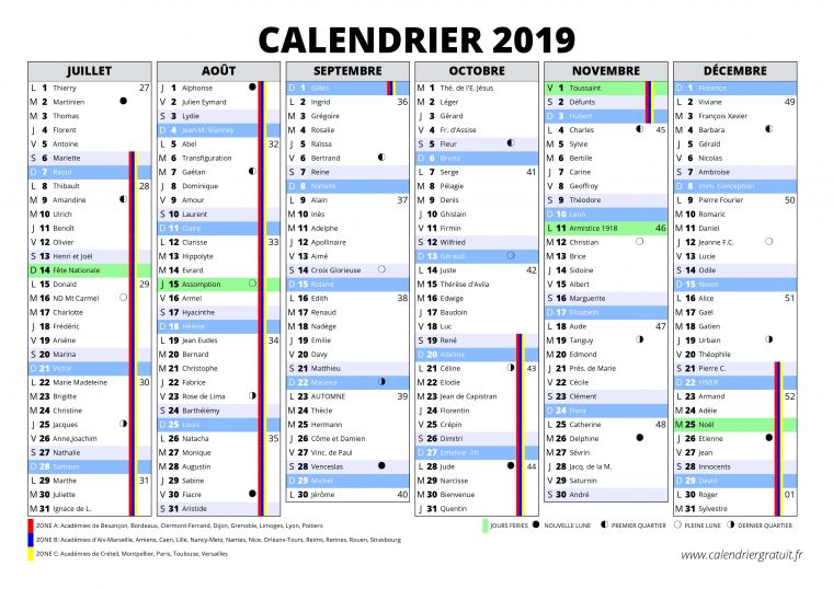 Calendrier 2019 Imprimer (2) | 2018 Calendar Printable For destiné Calendrier 2019 Avec Jours Fériés Vacances Scolaires À Imprimer