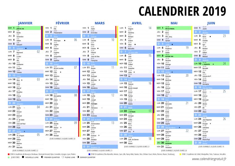 Calendrier 2019 Imprimer | 2018 Calendar Printable For Free tout Calendrier 2019 Avec Jours Fériés Vacances Scolaires À Imprimer