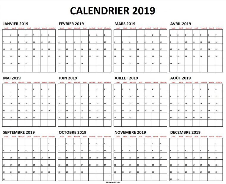 Calendrier 2019 Jours Fériés | Calendrier 2019 À Imprimer concernant Calendrier 2019 Avec Jours Fériés Vacances Scolaires À Imprimer