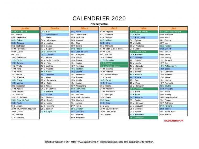 Calendrier 2020 À Imprimer Gratuit En Pdf Et Excel encequiconcerne Calendrier 2019 Avec Jours Fériés Vacances Scolaires À Imprimer