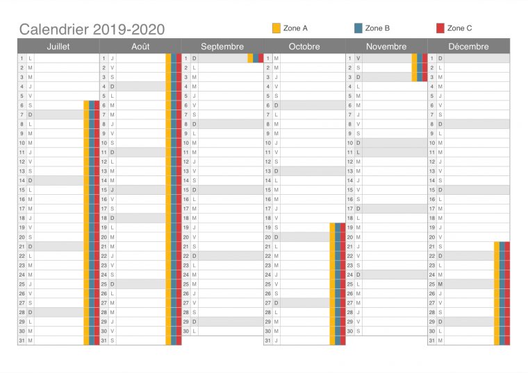 Calendrier 2020 Avec Semaine Et Vacances Scolaires destiné Calendrier 2019 Avec Jours Fériés Vacances Scolaires À Imprimer