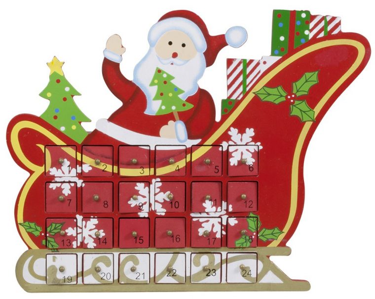 Calendrier De L'avent À Tiroirs En Bois Traîneau De Père Noël concernant Image De Traineau Du Pere Noel