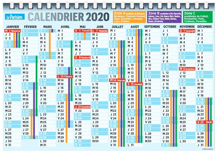 Calendrier Vacances Scolaires 2019-2020 – Pratique – Le destiné Calendrier 2019 Avec Jours Fériés Vacances Scolaires À Imprimer