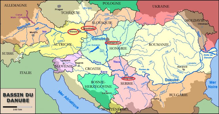 Capitales D'europe Traversées Par Le Danube destiné Carte Europe Avec Capitales
