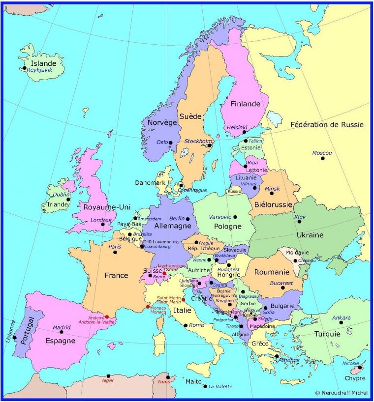 Carte Capitales Des Pays D'europe (Avec Images) | Capital destiné Carte Europe Capitale