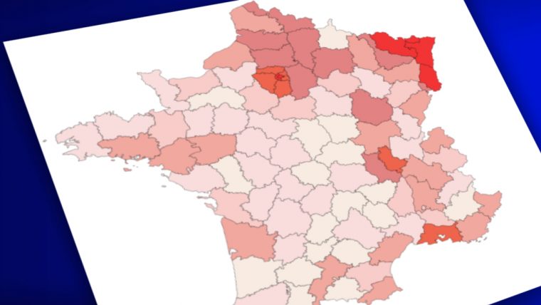 Carte. Coronavirus: 12.072 Personnes Hospitalisées En France à Carte De France Avec Département À Imprimer