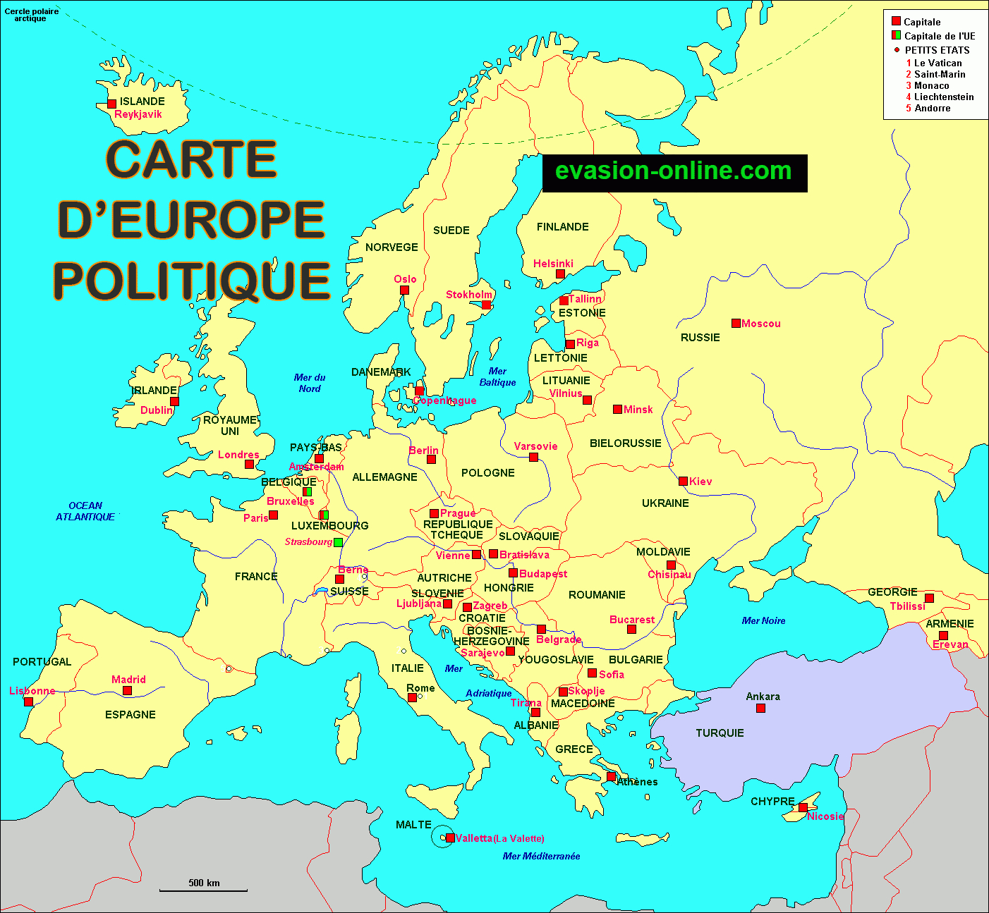 Carte D Europe Images Et Photos » Vacances - Arts- Guides tout Carte Europe Capitale