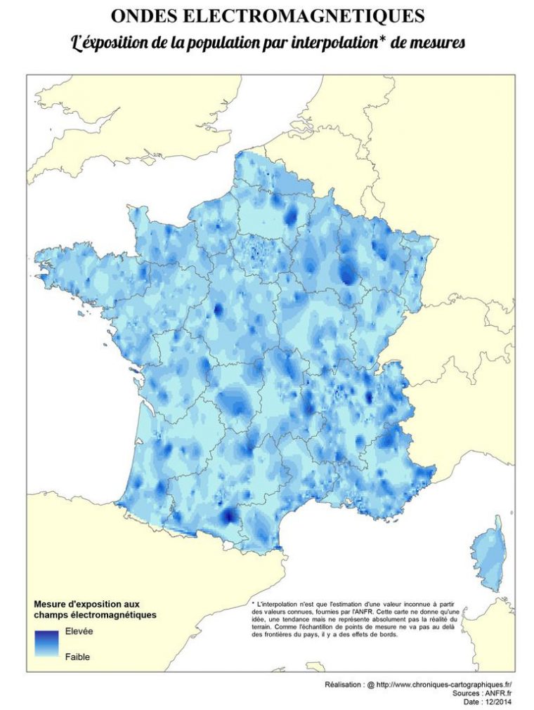 Carte De France De L'exposition Aux Ondes Électromagnétiques dedans Carte De France Pour Les Enfants