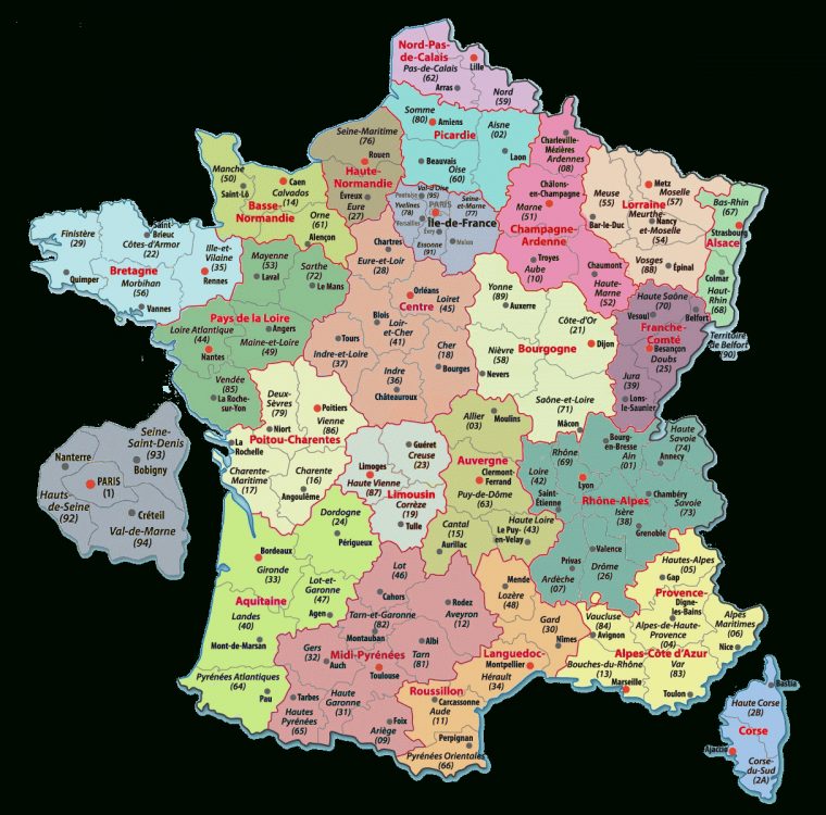 Carte De France Departements : Carte Des Départements De France destiné Carte Numero Departement