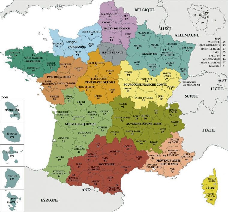 Carte De France Departements : Carte Des Départements De France intérieur Imprimer Une Carte De France