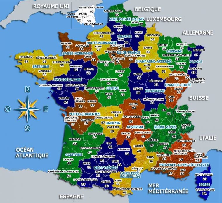 Carte De France Départements Villes Et Régions | France dedans Carte De France Avec Département À Imprimer