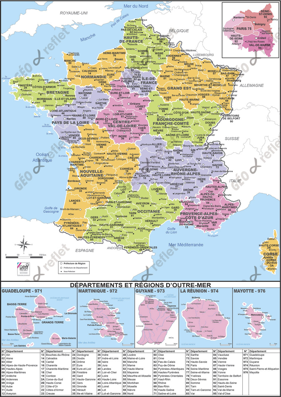 Carte De France Et Drom Vecteur avec Carte De France Nouvelles Régions