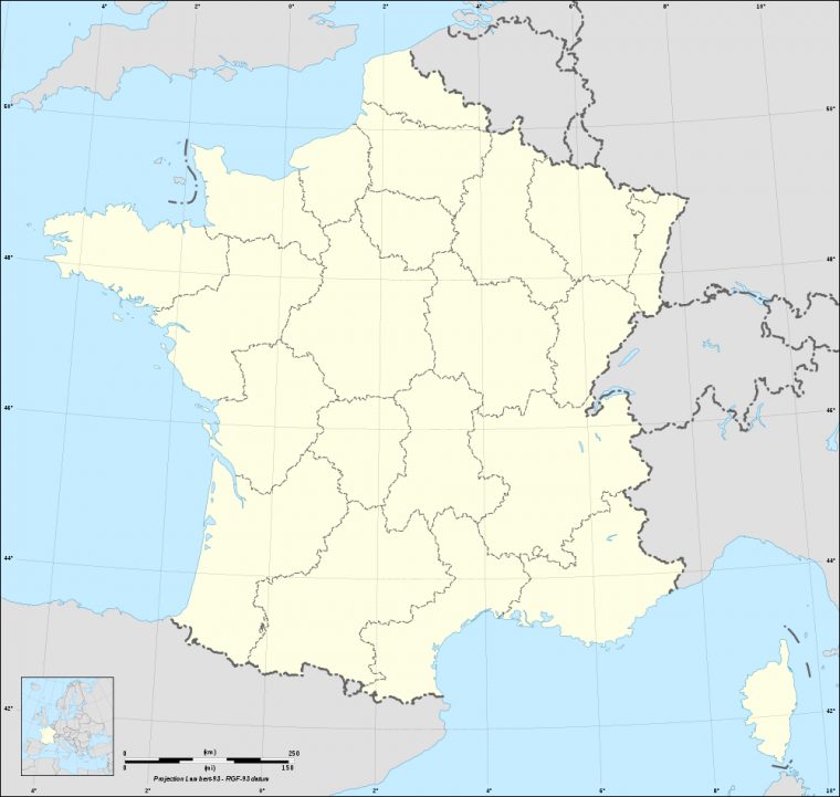 Carte De France Vierge Avec Regions serapportantà Carte Des Régions Vierge