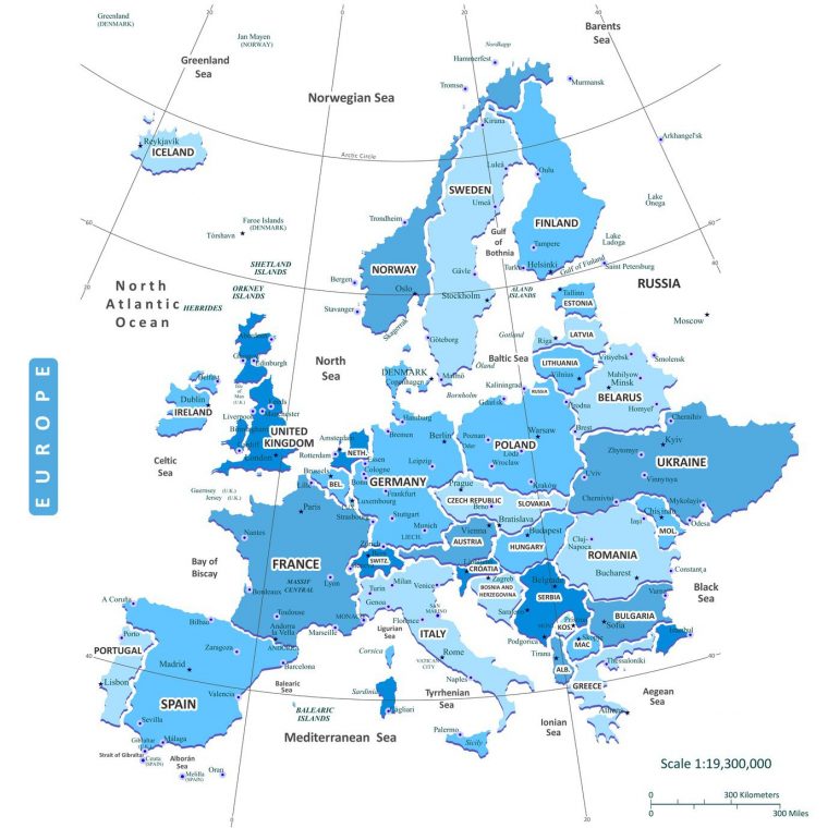 Carte De L'europe – Cartes Reliefs, Villes, Pays, Euro, Ue destiné Union Européenne Carte Vierge