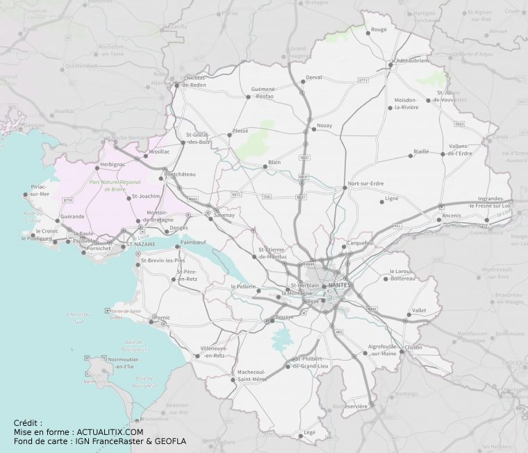 Carte De Loire-Atlantique – Carte Et Plan Du Département concernant Carte Numero Departement