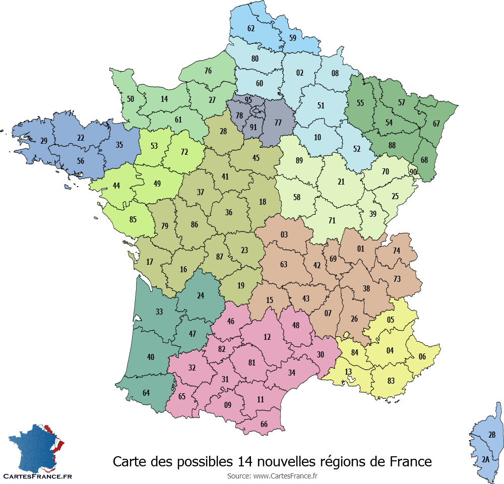 Carte Des 14 Nouvelles Régions à Carte De France Nouvelles Régions