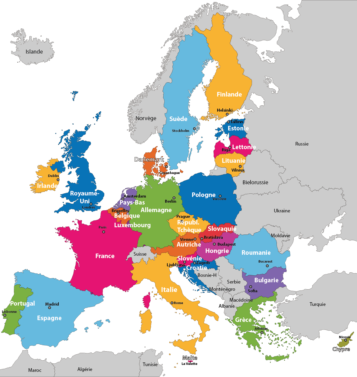 Carte Des États Membres De L'union Européenne (Avec Images serapportantà Union Européenne Carte Vierge