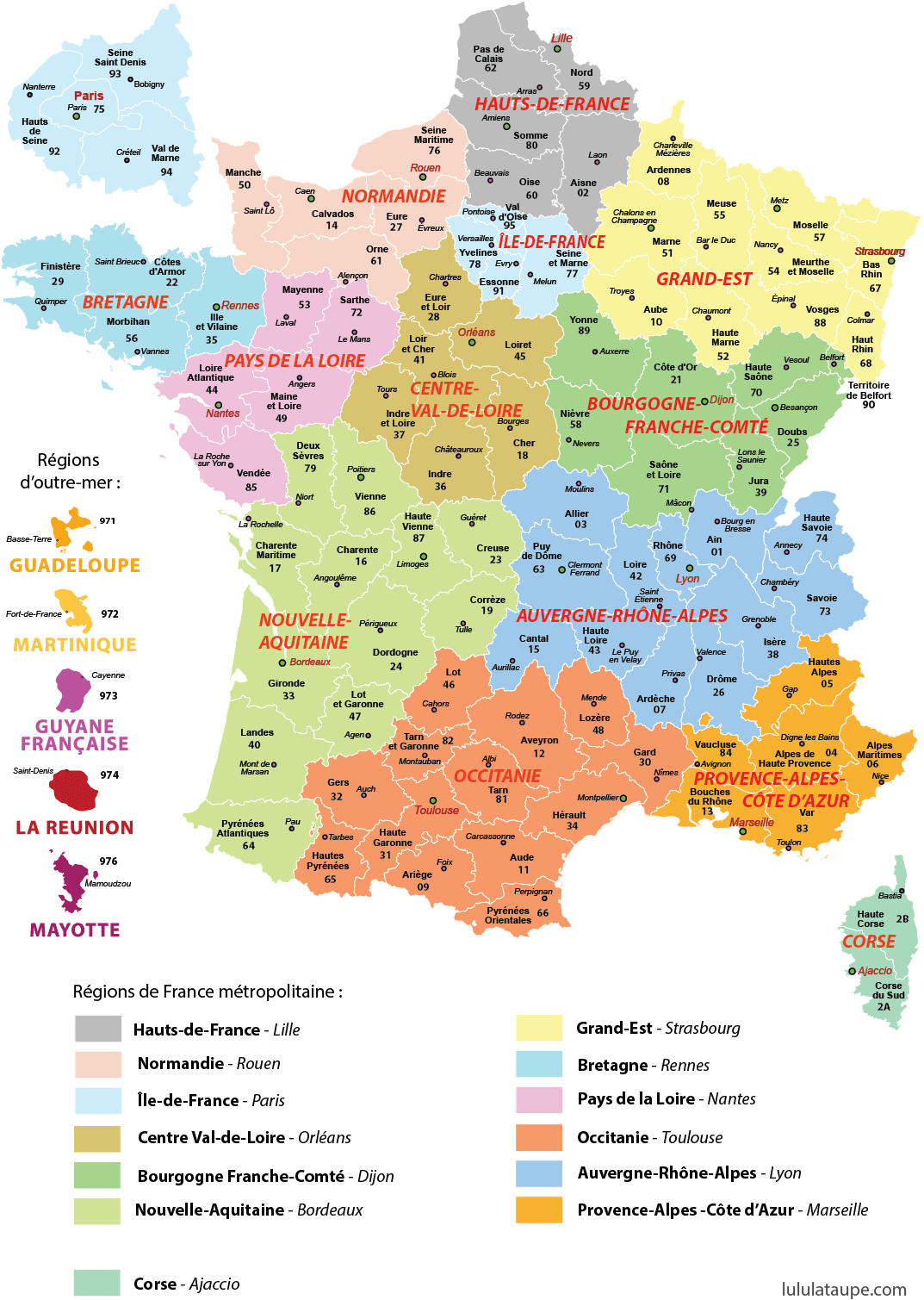 Carte Des Nouvelles Régions De France En 2020 | Les Régions dedans Carte De France Avec Département À Imprimer