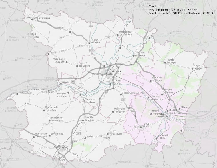 Carte Du Maine-Et-Loire – Maine-Et-Loire Carte Des Villes concernant Carte De France Avec Département À Imprimer