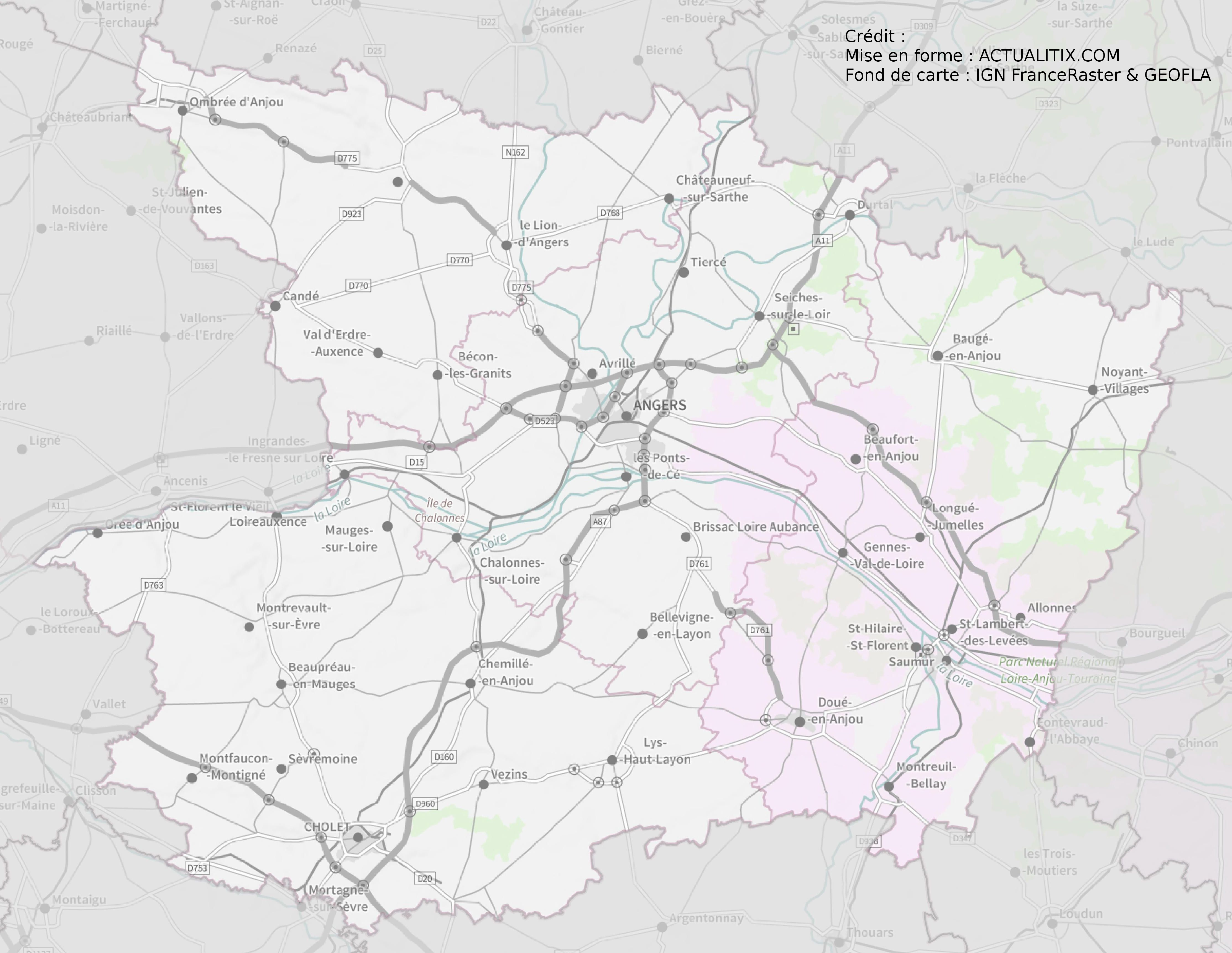 Carte Du Maine-Et-Loire - Maine-Et-Loire Carte Des Villes concernant Carte De France Avec Département À Imprimer