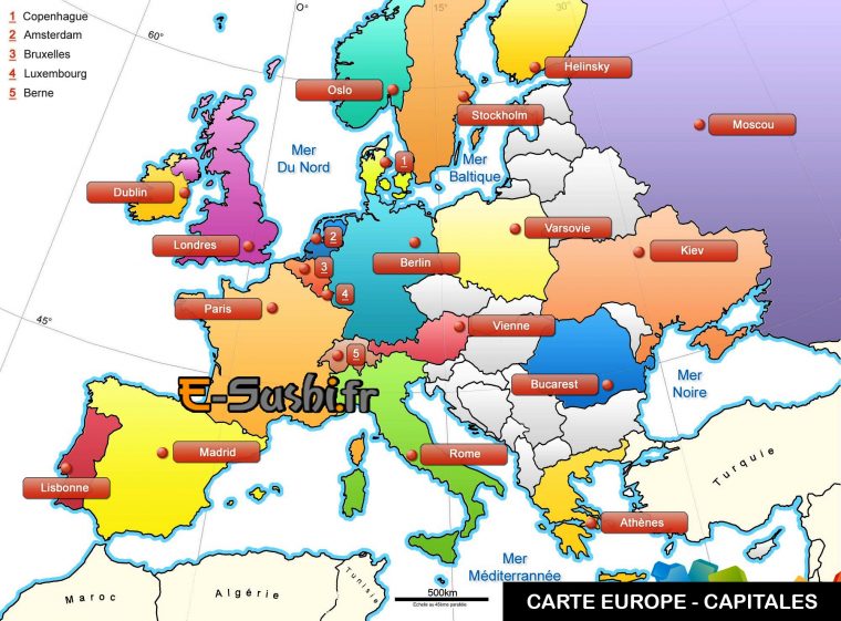 Carte Europe – Géographie Des Pays » Vacances – Arts- Guides encequiconcerne Carte Europe Capitale