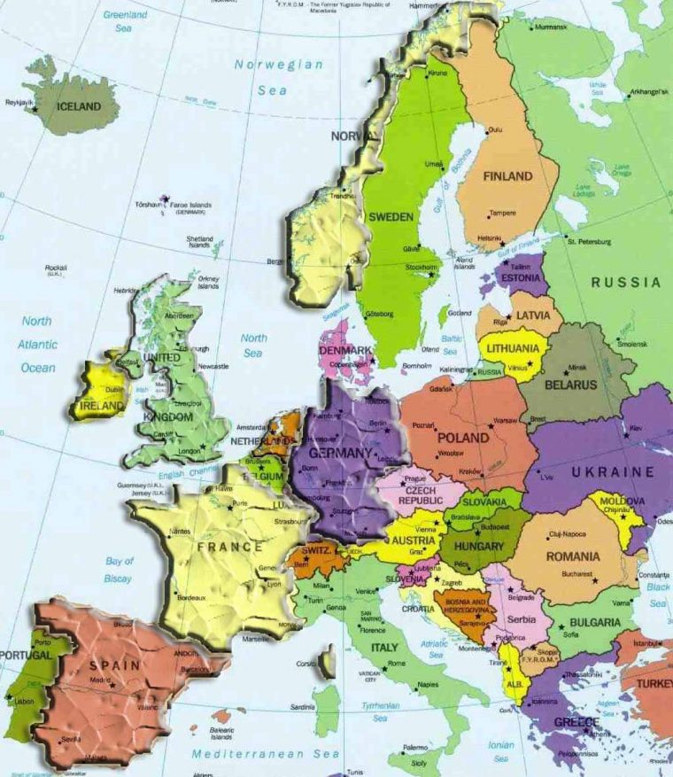 Carte Europe intérieur Carte Europe Capitale