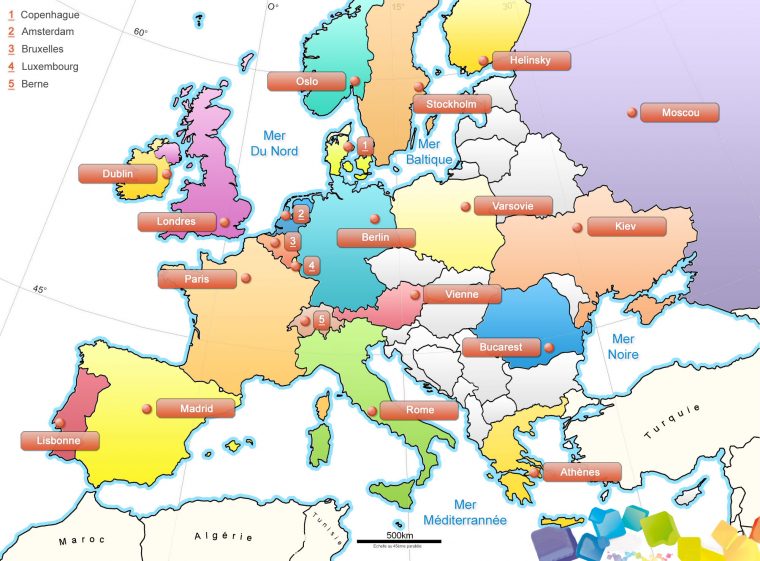 Carte Europe Villes » Vacances – Arts- Guides Voyages serapportantà Carte Europe Avec Capitales
