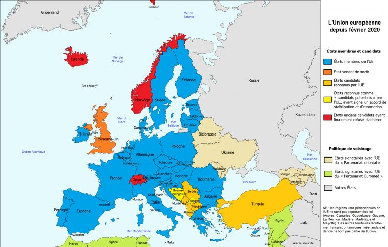 Carte : L'union Européenne – Librecours.eu à Union Européenne Carte Vierge