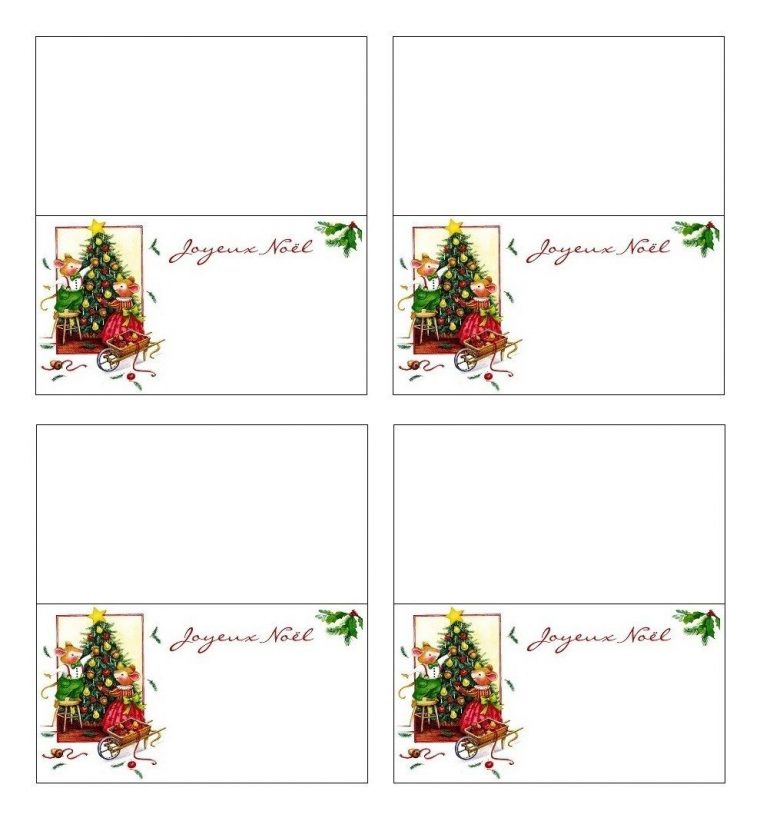 Carte Marque-Place De Table Réveillon De Noël À Imprimer tout Etiquette Noel A Imprimer