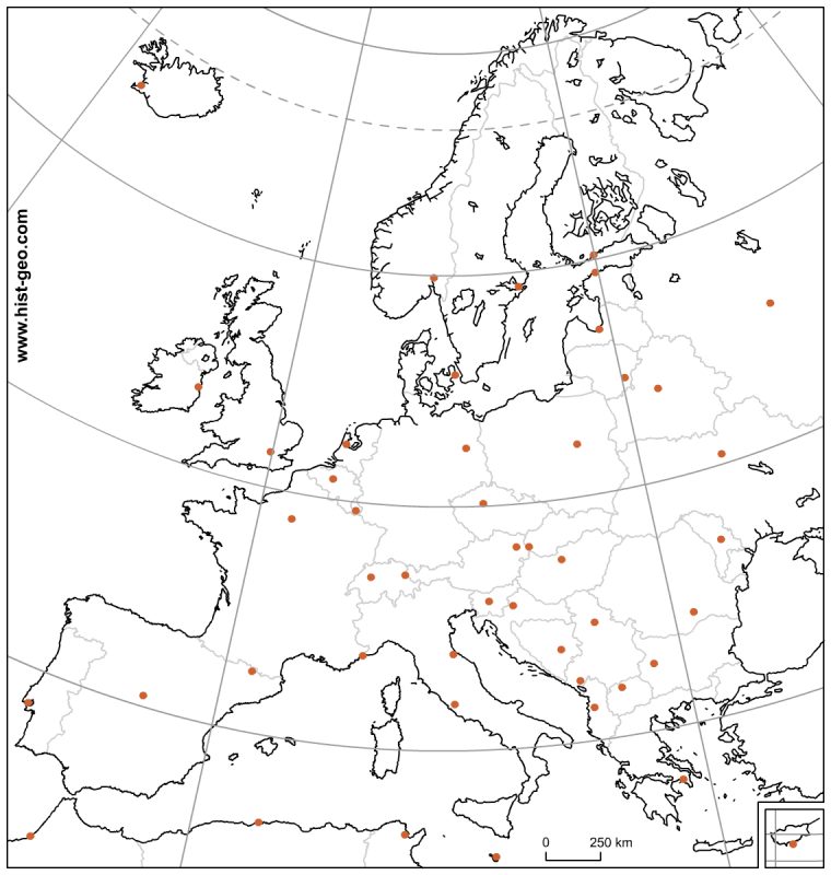 Carte Muette Des Pays Et Capitales D'europe (Ue) Avec encequiconcerne Carte Europe Avec Capitales