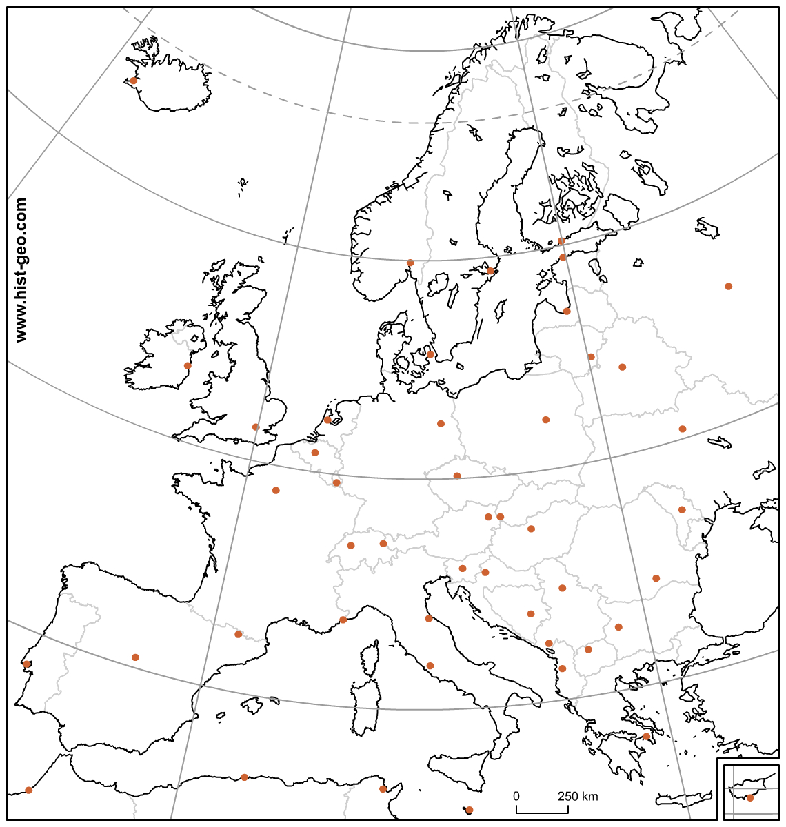 Carte Muette Des Pays Et Capitales D'europe (Ue) Avec encequiconcerne Carte Europe Avec Capitales