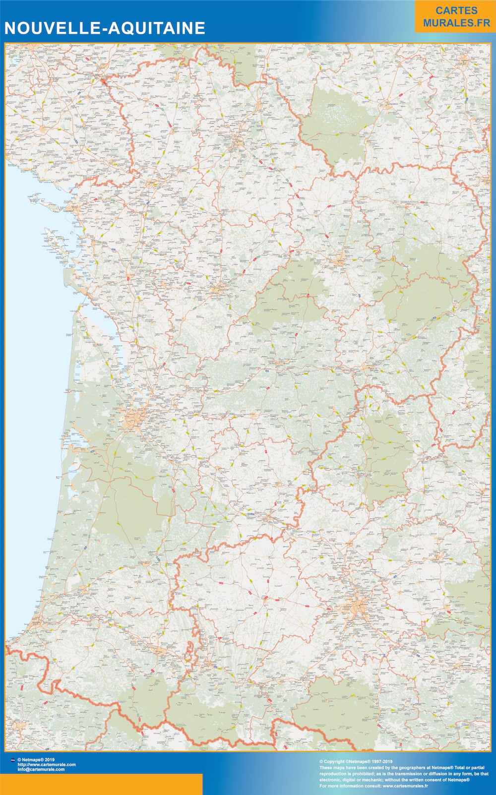 Carte Region Nouvelle Aquitaine | Cartes Murales France destiné Nouvelle Carte Des Régions De France