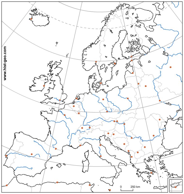 Carte Vierge De L'union Européenne (Pays, Capitales, Fleuves dedans Union Européenne Carte Vierge