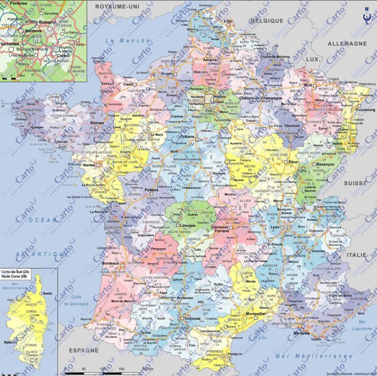 Cartes De France » Vacances – Arts- Guides Voyages serapportantà Carte De France Avec Département À Imprimer