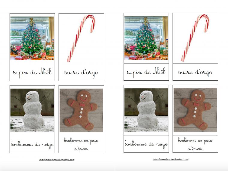 Cartes De Nomenclature – Imagier De Noël (40 Cartes + Pochette De Rangement) intérieur Police Ecriture Noel