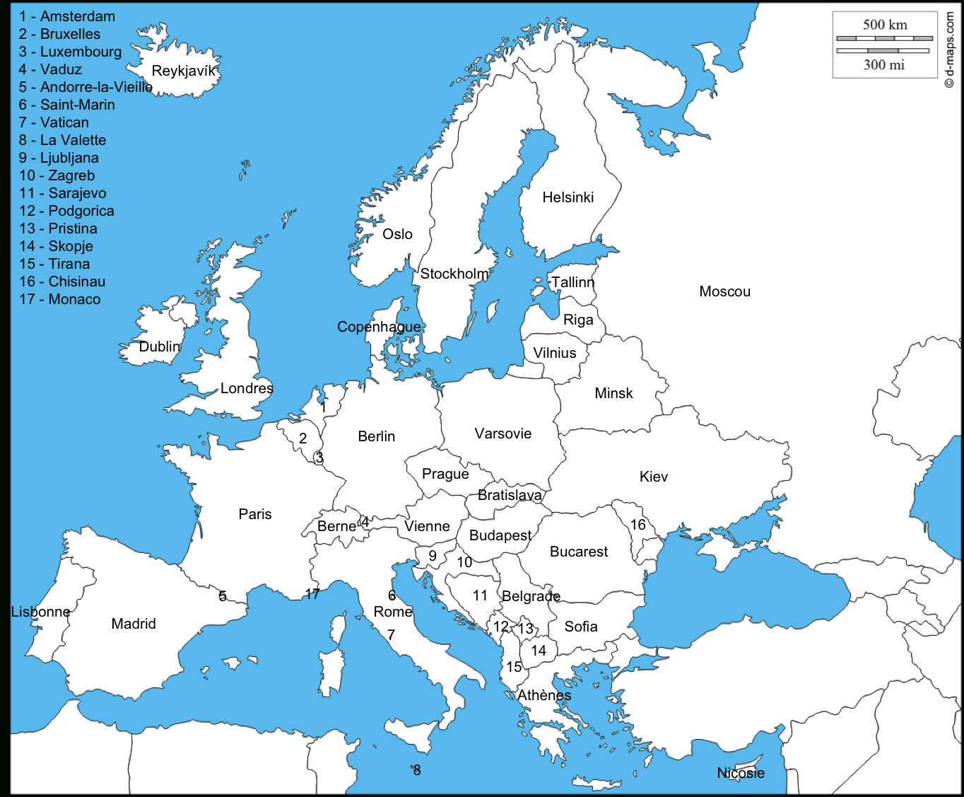 Cartes Localisation Des Capitales tout Carte Europe Avec Capitales